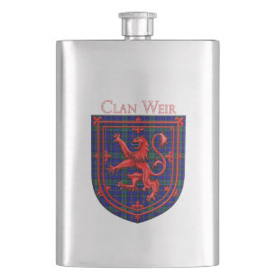 Weir Tartan Scottish Plaid Lion Rampant Hip Flask