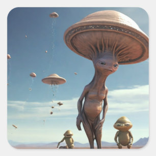 Weird Alien Planet Square Sticker