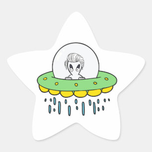 Weird Alien UFO Star Sticker