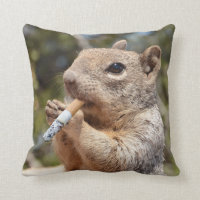 Weird and Funny Cigarette Smoker Squirrel Pillow