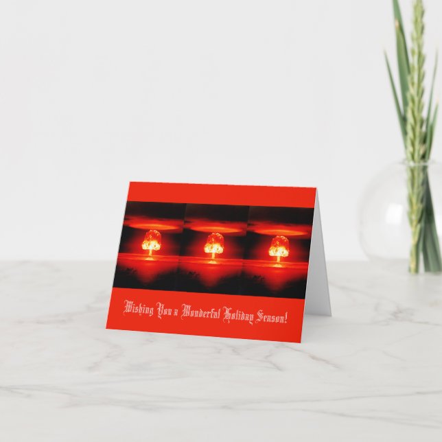 Weird Atomic Bomb Mushroom Cloud Christmas Holiday Card (Front)