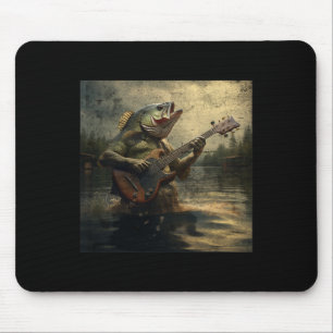 Weird B Fish Playing B Guitar Funny Cursed Meme Mouse Pad