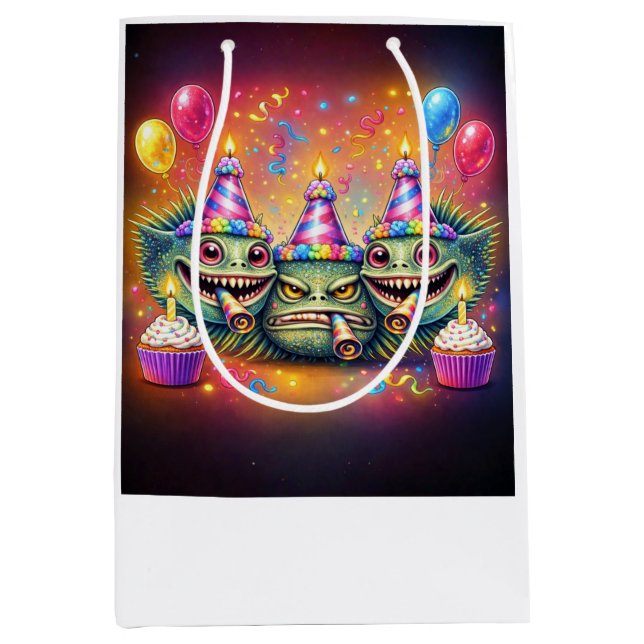 Weird Birthday Fish Heads Medium Gift Bag (Front)