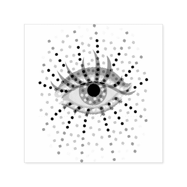 Weird Blue Eye With Dots Abstract Psychedelic Art Self-inking Stamp (Design)