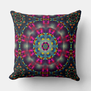 Weird burnt pink kaleidoscope, rustic painting cushion