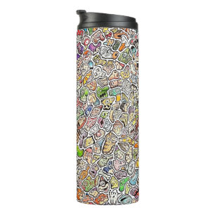 Weird Cartoon Faces Color Pencil Art Thermal Tumbler