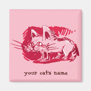 weird cat funny cartoon magnet