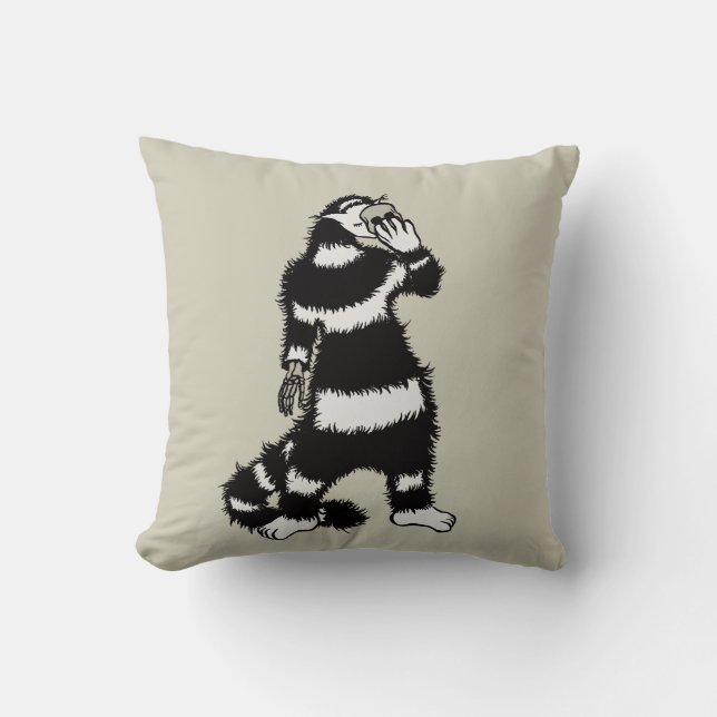 Weird Cat Skull Mask Whimsical Gothic Cushion (Front)