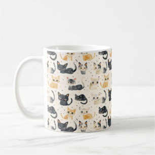 Weird Cats Pattern Coffee Mug