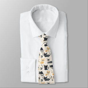 Weird Cats Pattern Tie