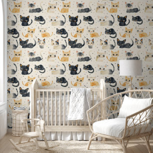 Weird Cats Pattern Wallpaper