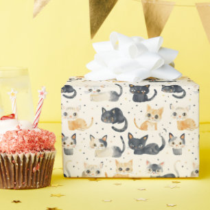 Weird Cats Pattern Wrapping Paper