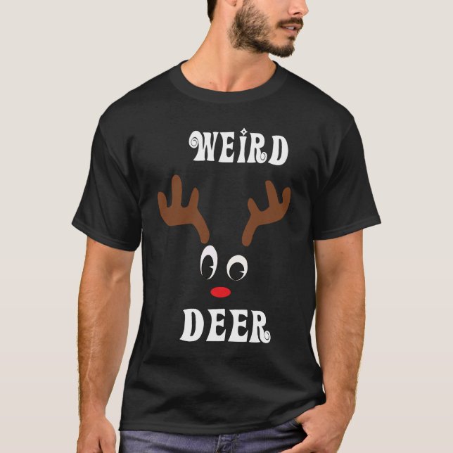 Weird Christmas Reindeer Angler Hunt Deer Elk T-Shirt (Front)