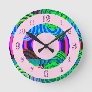 Weird Colourful Modern Psychedelic Frame Round Clock