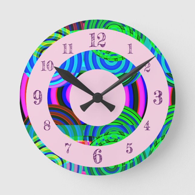 Weird Colourful Modern Psychedelic Frame Round Clock (Front)