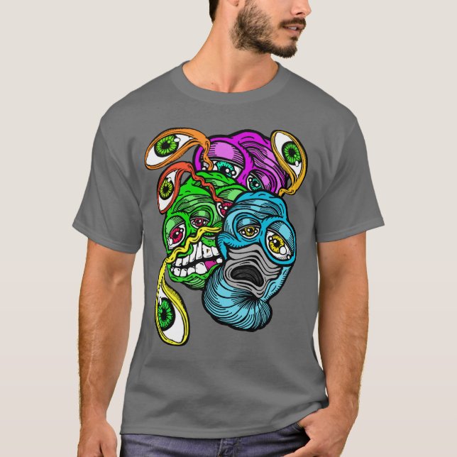 Weird Colourful Psychedelic Alien Eye Scream T-Shirt (Front)