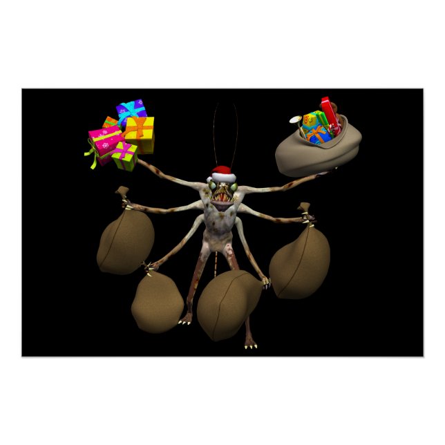 Weird Creeper Santa Claus With Full Hands Poster (Front)