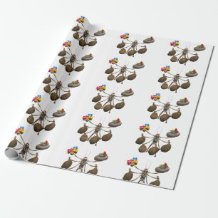 Weird Creeper Santa Claus With Full Hands Wrapping Paper
