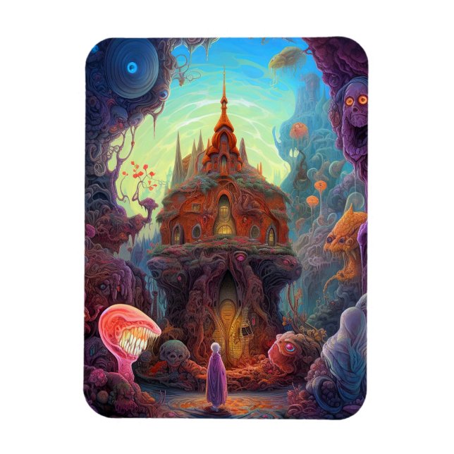 Weird Creepy House Surreal Art Magnet (Vertical)