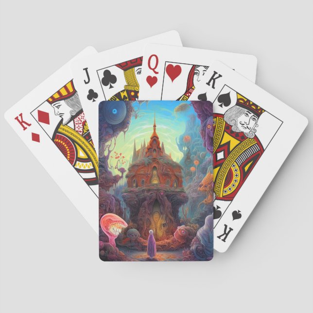 Weird Creepy House Surreal Art Playing Cards (Back)