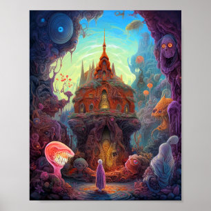Weird Creepy House Surreal Art Poster