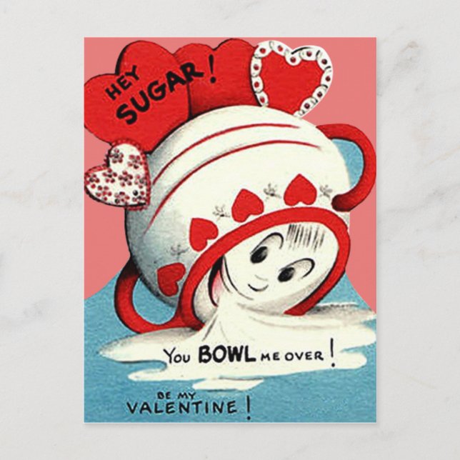 Weird Cute Funny Sugar Bowl Heart Valentine Holiday Postcard (Front)