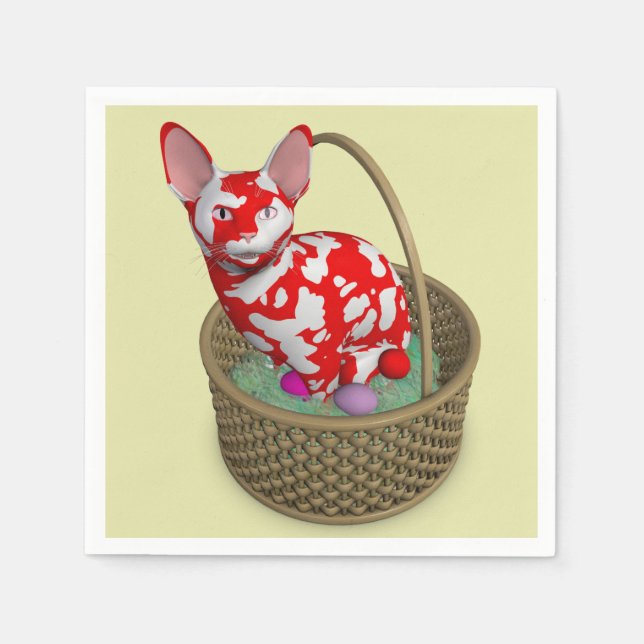 Weird Easter Bunny Cat Napkin (Front)