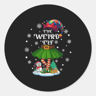 Weird Elf Squad Xmas Women Girls Mom Christmas Fam Classic Round Sticker
