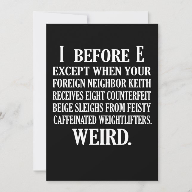 Weird English Language Teacher Grammar Teach Thank You Card (Front)