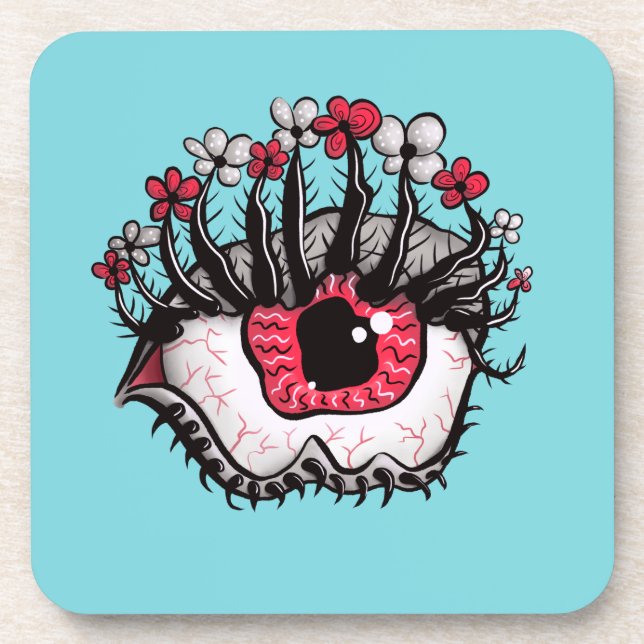 Weird Eye Melt Creepy Psycho Psychedelic Art Coaster (Front)