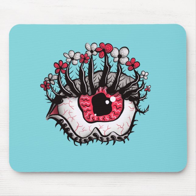 Weird Eye Melt Creepy Psycho Psychedelic Art Mouse Pad (Front)