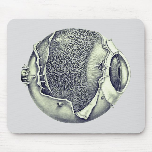 Weird Eyeball Modern Vintage Drawing | Grey Mouse Pad (Front)