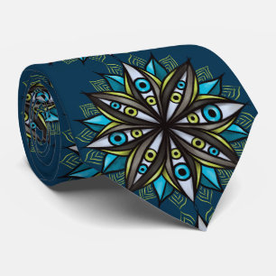 Weird Eyes With Double Iris Flower Mandala Tie