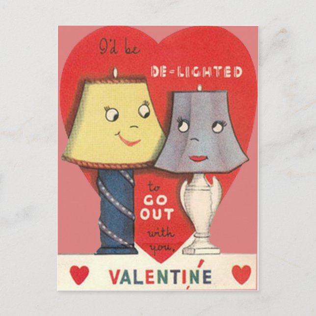 Weird Funny Lamp Light Heart Valentine Holiday Postcard (Front)
