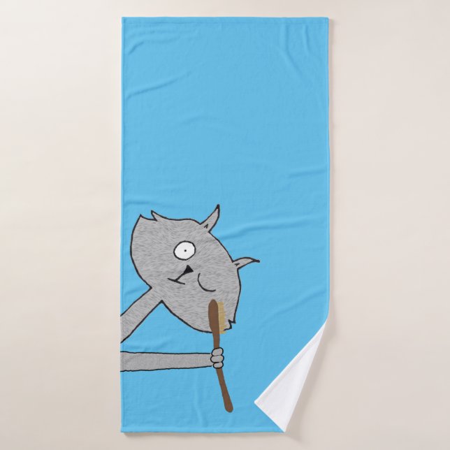 Weird Grey Cat  Bath Towel Set (Bath Towel)
