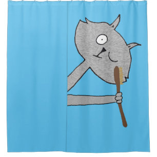 Weird Grey Cat  Shower Curtain