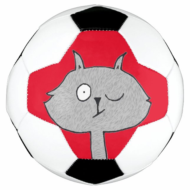 Weird Grey Cat  Soccer Ball (Front)