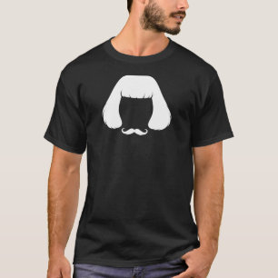 Weird Hair & Handlebar Moustache Meme Silhouette T-Shirt
