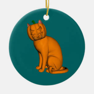 Weird Halloween Cat Ceramic Ornament