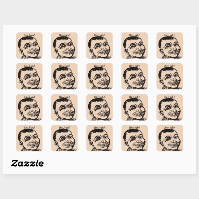 Weird "Hey, Baby!" Guy Square Sticker (Sheet)