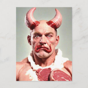 Weird Horned Meat Man Postcard