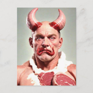 Weird Horned Meat Man Postcard