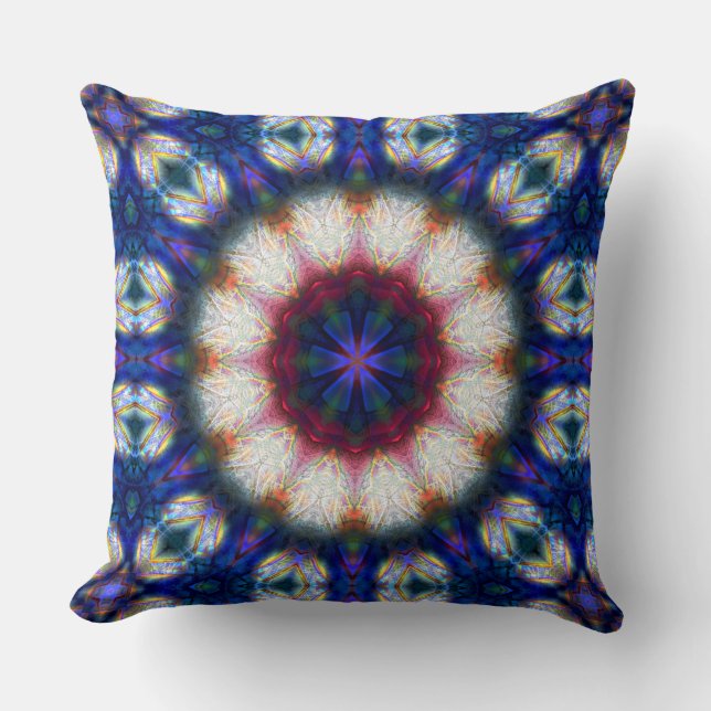 Weird kaleidoscope with strong blue & red gradient cushion (Front)