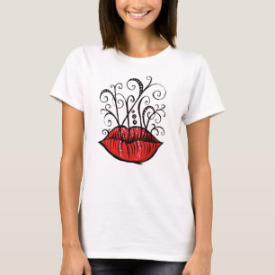 Weird Lips Ink Drawing Tattoo Style T-Shirt
