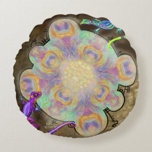 Weird Lizards Round Cushion