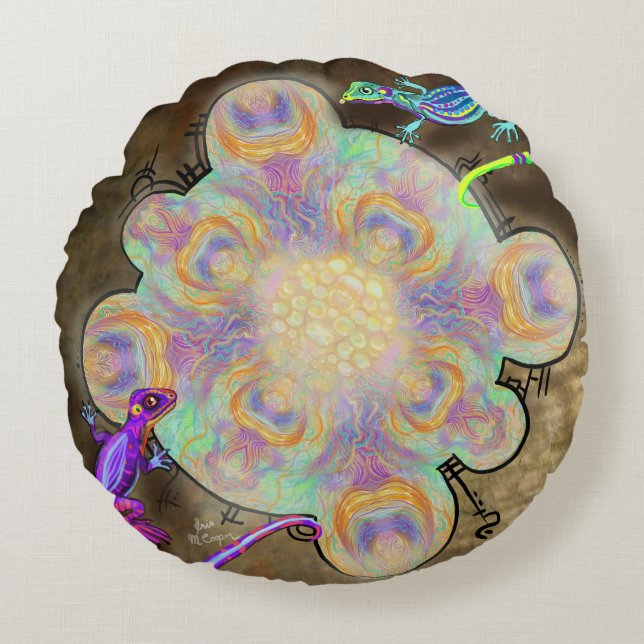 Weird Lizards Round Cushion (Front)