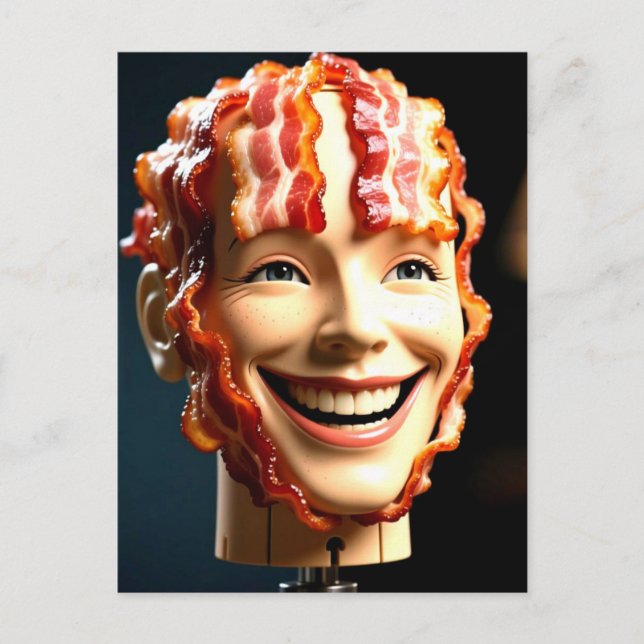 Weird Mannequin Head with Bacon Postcard (Front)