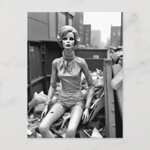 Weird Mannequin in Dumpster Postcard
