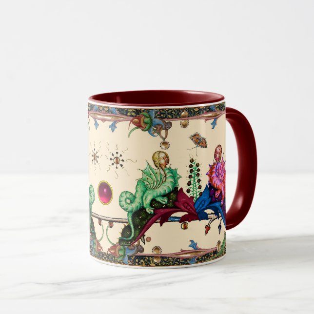 WEIRD MEDIEVAL BESTIARY Human Headed Hybrid Dragon Mug (Front Right)