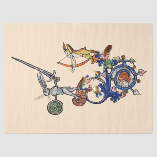 WEIRD MEDIEVAL BESTIARY,Killer Rabbits with Sword  Tissue Paper (Front)
